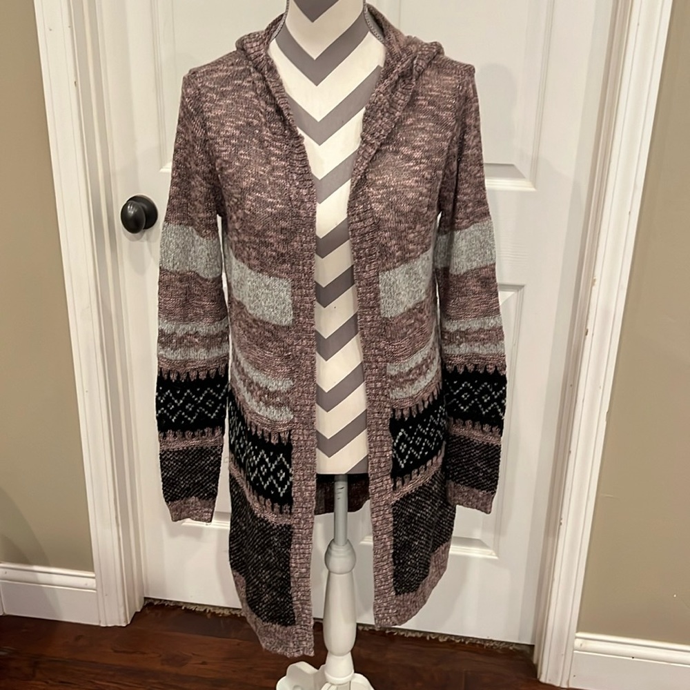 Maurice lightweight hooded cardigan sweater, size L